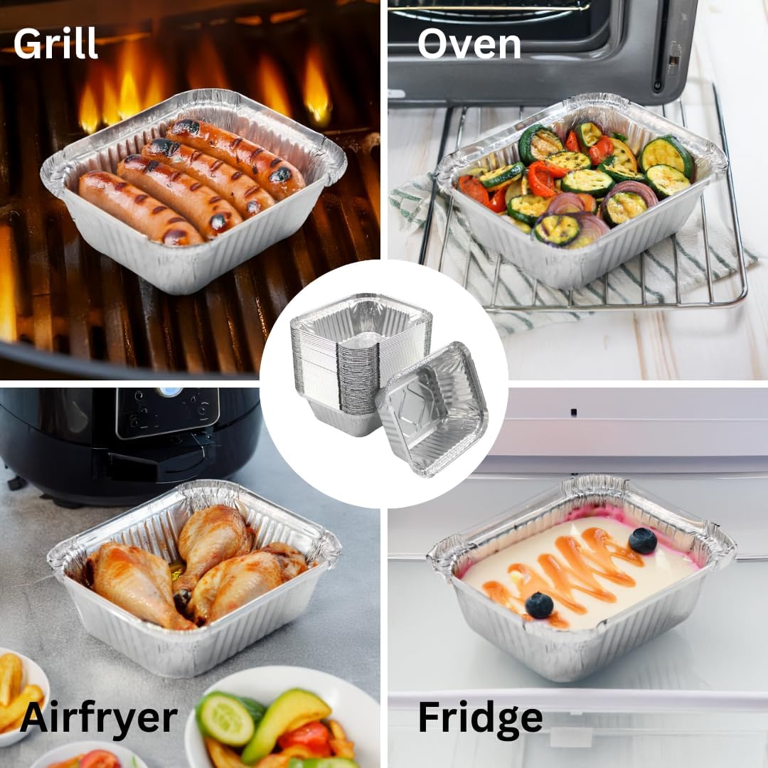 100x inclusief deksel 450ml Aluminium Bakjes - breukbestendig ovenschalen, Voedselveilig, Horeca, Wegwerp