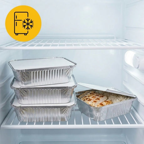Aluminium bakjes met deksel 100 stuks - (450ml) ovenschalen airfryer