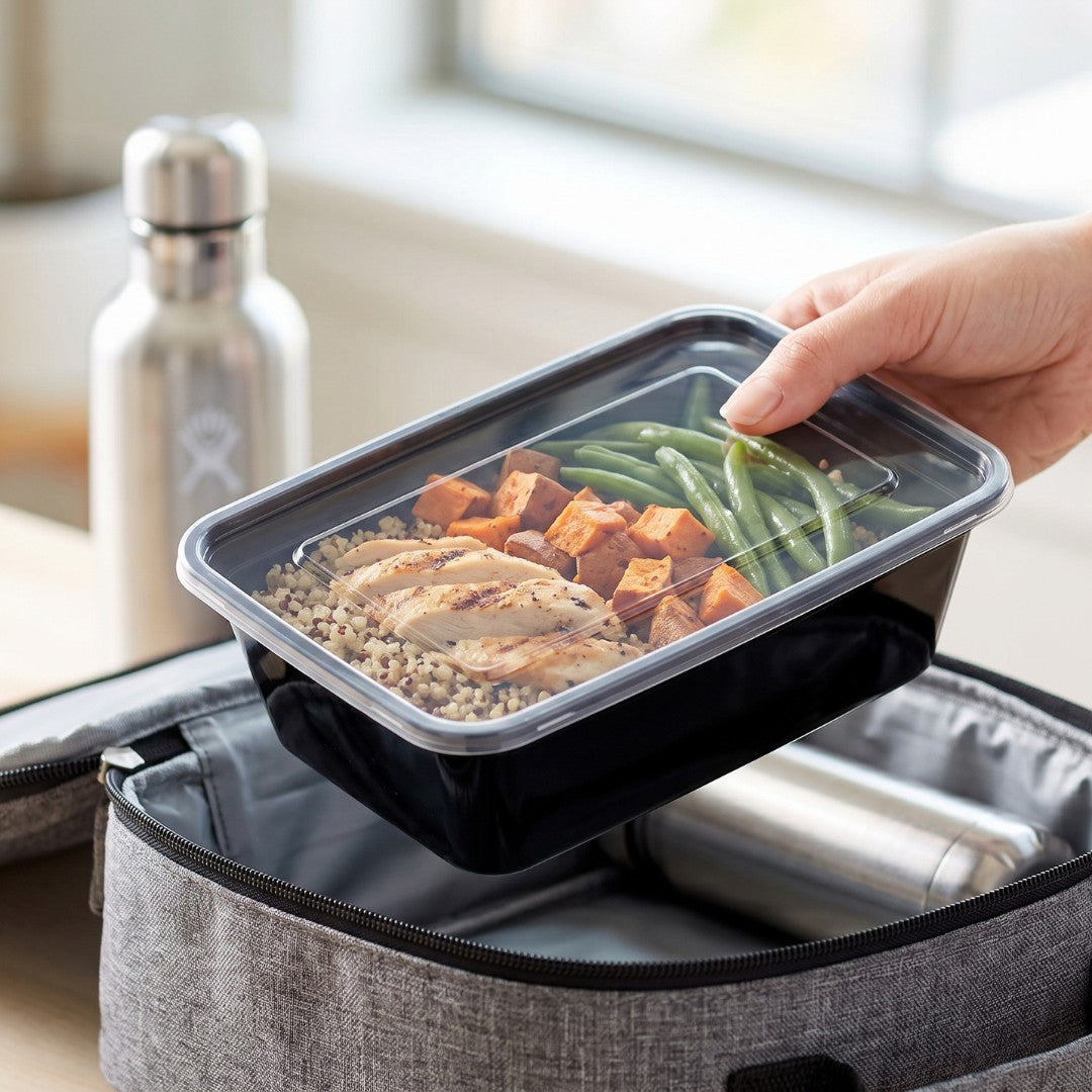 Magnetronbakjes met deksel - meal prep bakjes - stevig en flexibel - vershoudbakjes - zwart