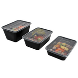 Microwave containers with lid black 650ML - 100 pieces
