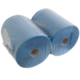 2x blauw premium industrierollen, 1000 vellen per rol, 380M, 37x36 cm, 2-laags geperforeerde papieren handdoeken