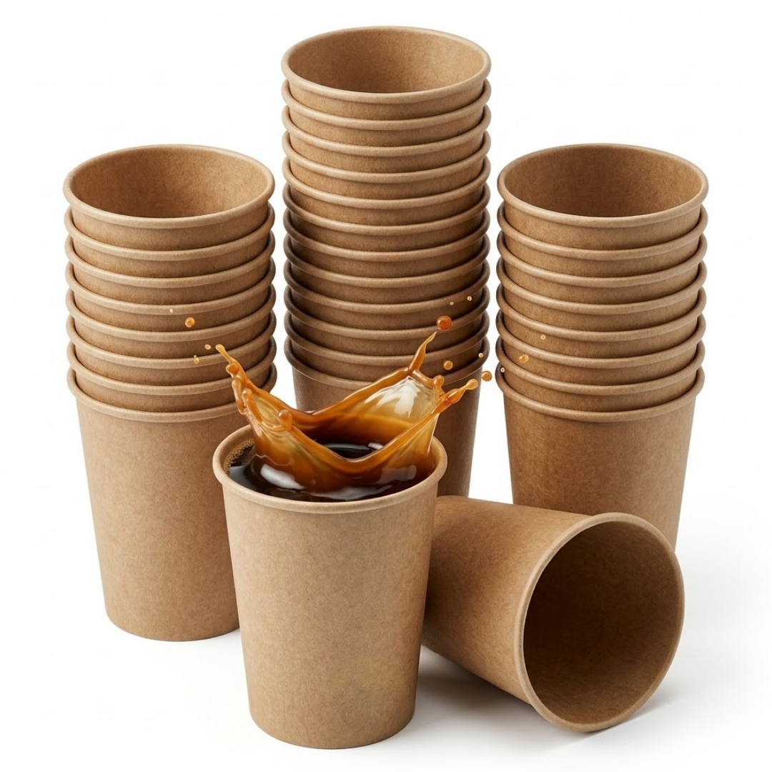 Koffiebekers bruin to go 200ml - wegwerpbekers extra stevig