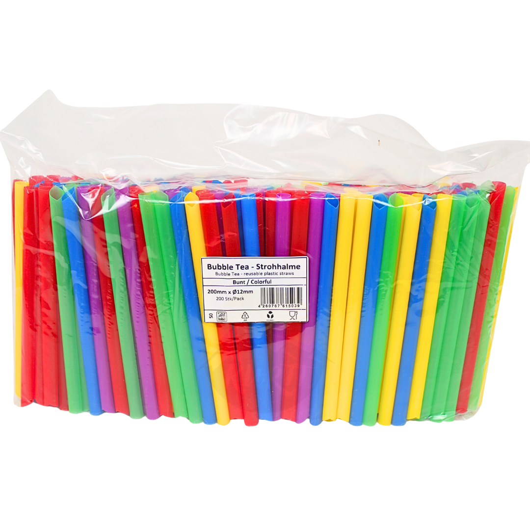 Bubble Tea PP Rietjes herbruikbaar 12x220mm - 200 stuks