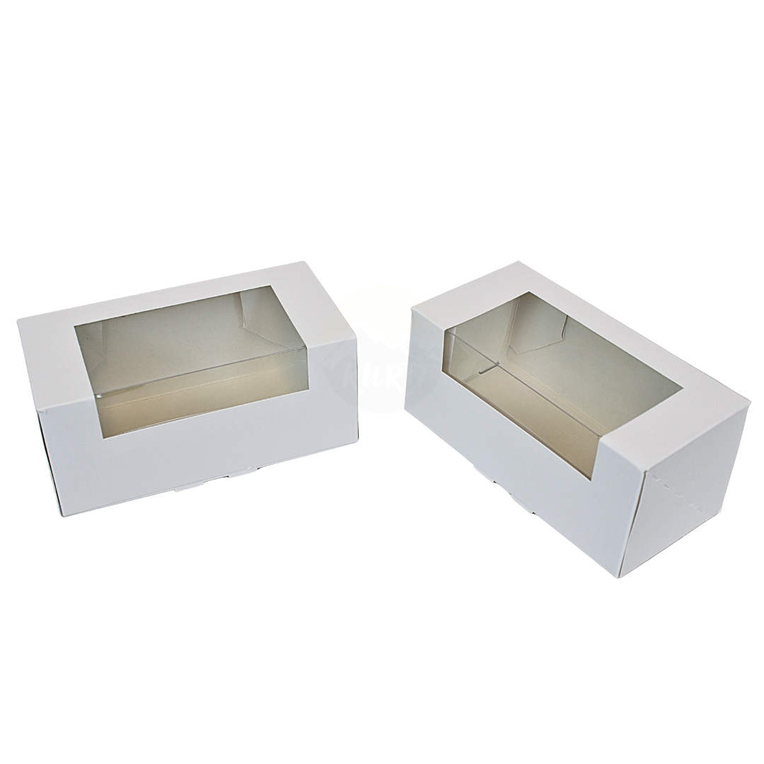 Gebaksdoos met venster wit 18x9x8 cm – 260 stuks | Doos voor 2 gebakjes & bento cake
