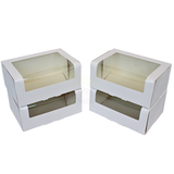 Gebaksdoos met venster wit 21x14x9 cm FSC® – 100 stuks | Met voorklep voor 6 gebakjes & taart