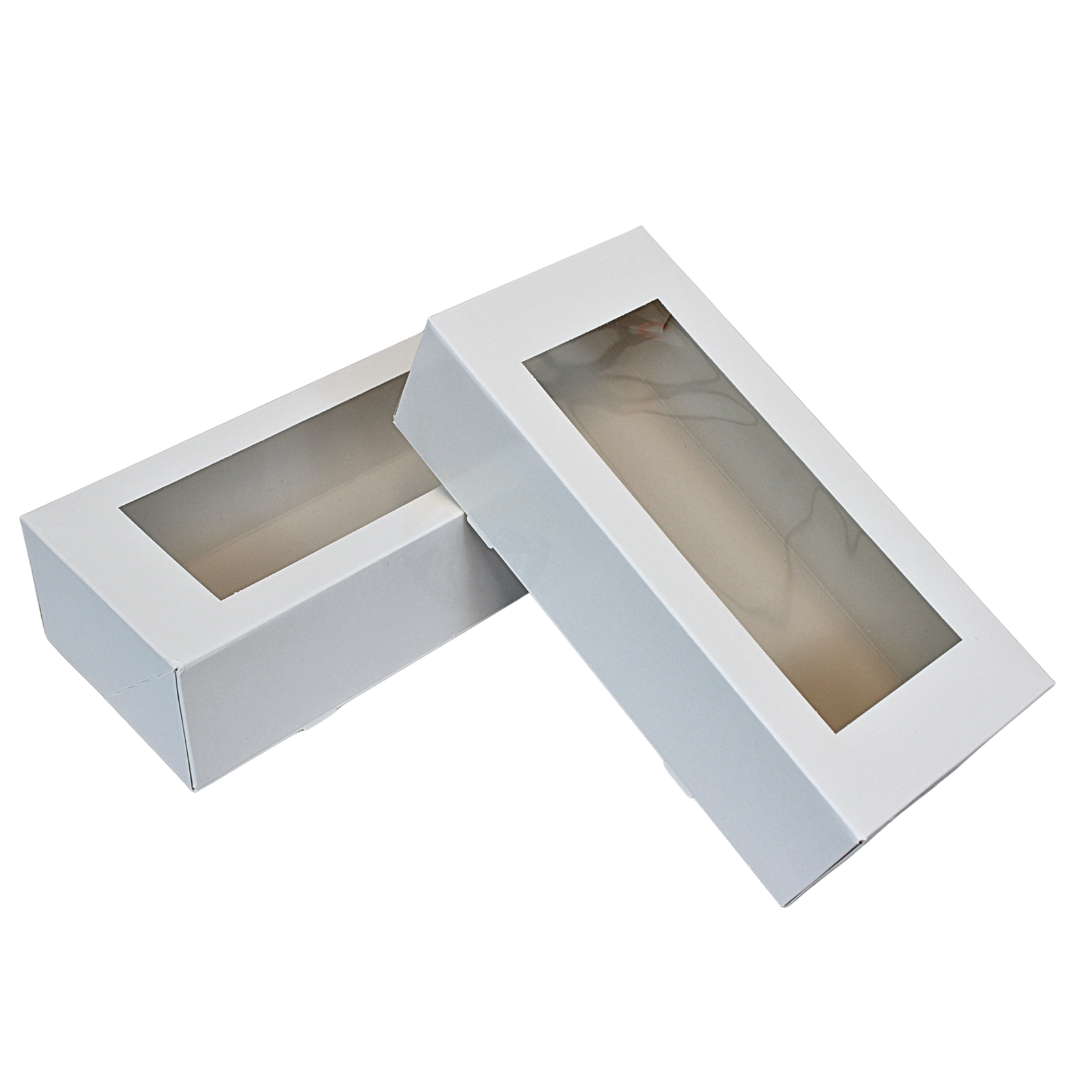 Gebaksdoos met venster wit 26x12x7 cm – 250 stuks | Doos voor tompoucen, éclairs & cake