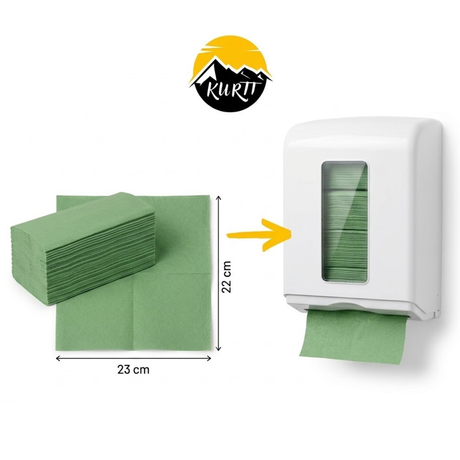 Papieren handdoeken groen 1-laags 25 x 23 cm - 5.000 vellen