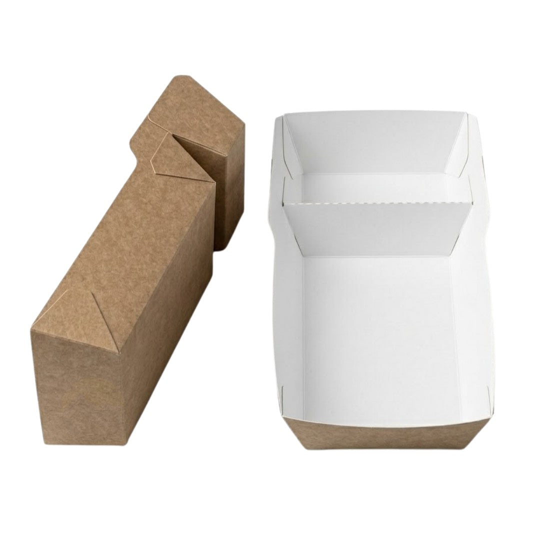 Frietbakjes met Sausvak A20 (A14+1) Karton Kraft/Wit – 170 × 85 × 40 mm | Groot