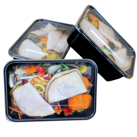 Microwave containers with lid black 1000ML - 50 pieces