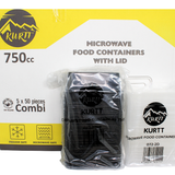 Microwave containers with lid black