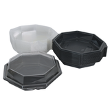 APET Octaview Bowl Grey 190x60mm with fixed Lid | 640ml | 40 Pieces | Catering Take-away