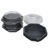 APET Octaview Schaal Grijs 160x60mm met vast Deksel 400ml | 60 Stuks | Tapas Bijgerechten Desserts