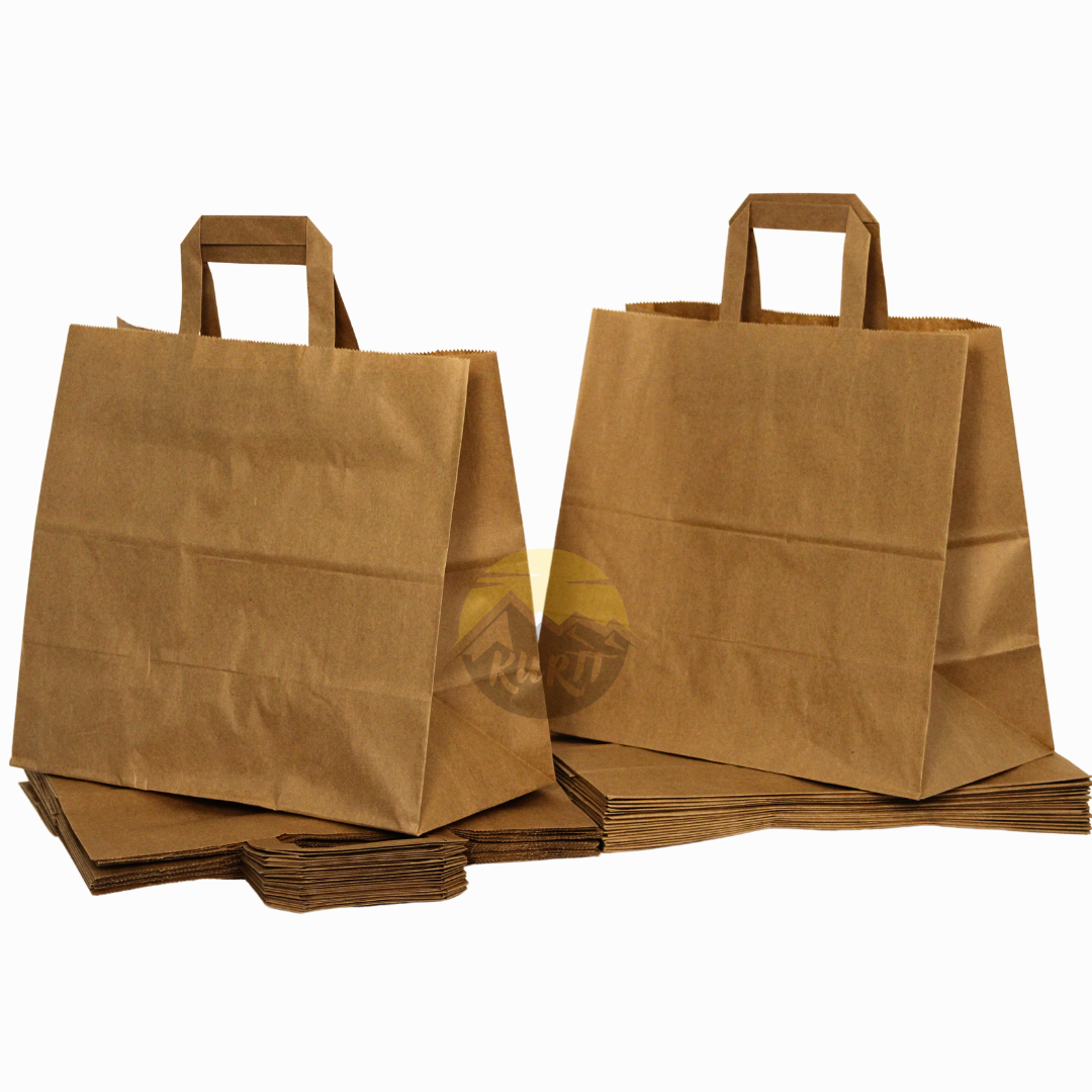 Paper carrier bag brown 32 + 17 x 26 cm - 50 pieces