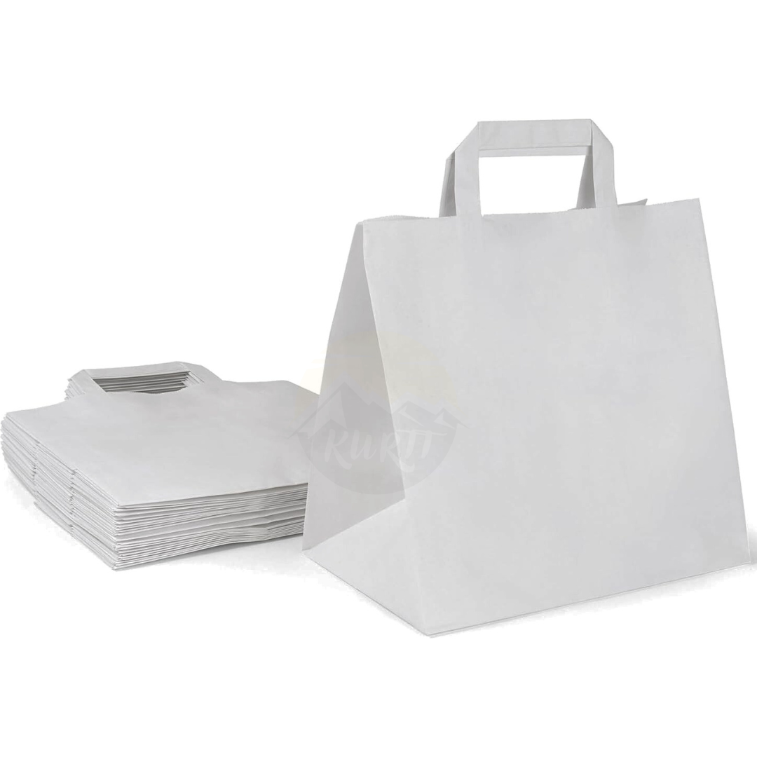 Paper carrier bag white 32 + 17 x 26 cm - 250 pieces