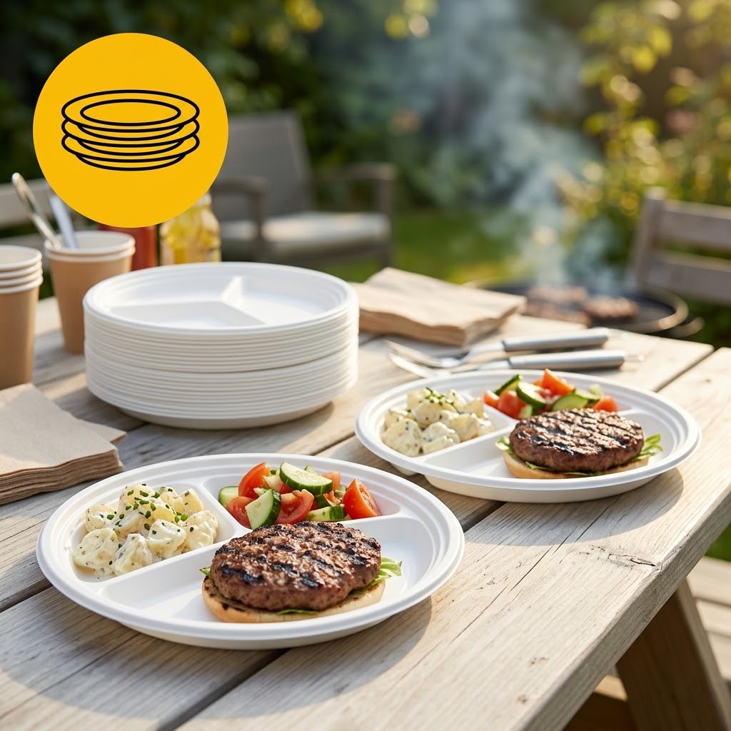 Plastic borden 3-vaks 22cm – 100 stuks wegwerpborden horeca