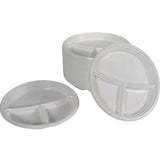 Plastic borden 3-vaks 22cm – 100 stuks wegwerpborden horeca