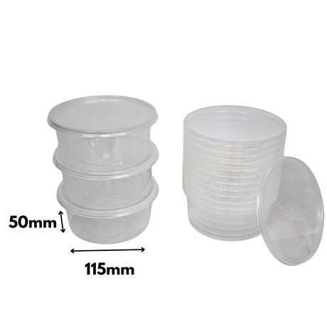 Plateaux à micro-ondes avec couvercles transparents 350 ml à rond - 100 pièces
