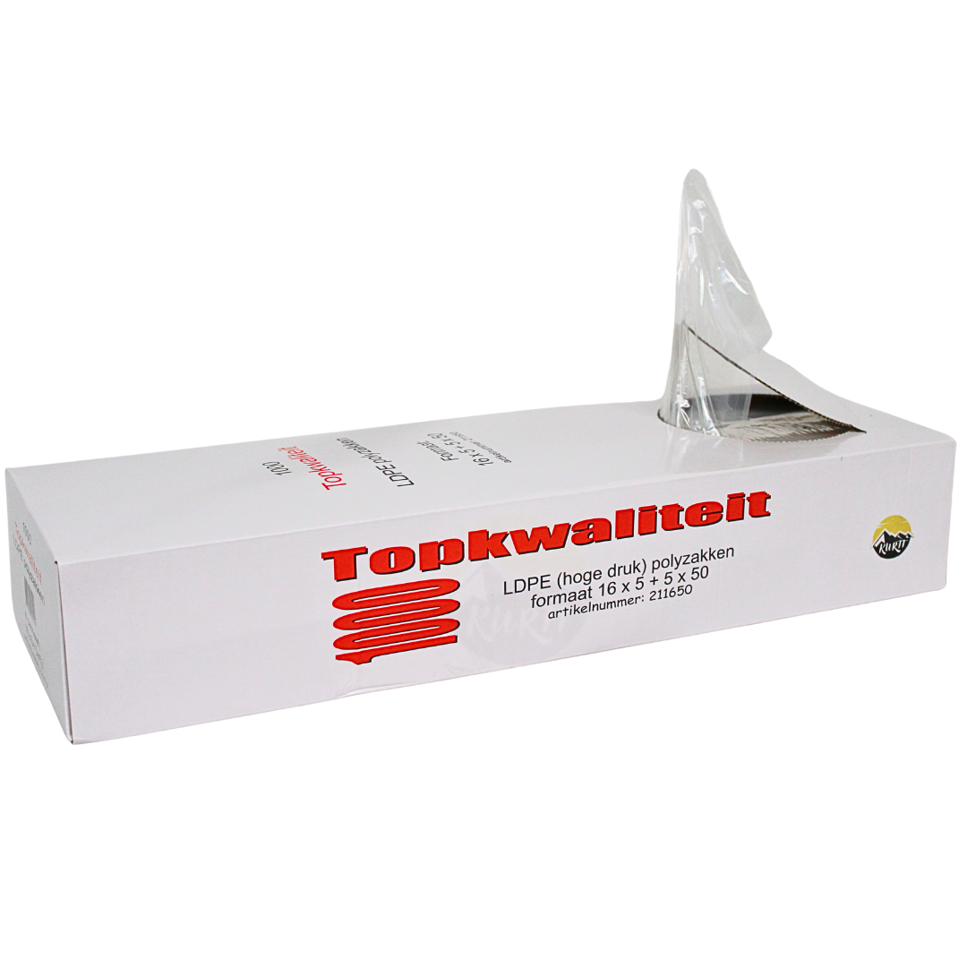 LDPE Polyzakjes 16+5x5x50 - 1000 stuks