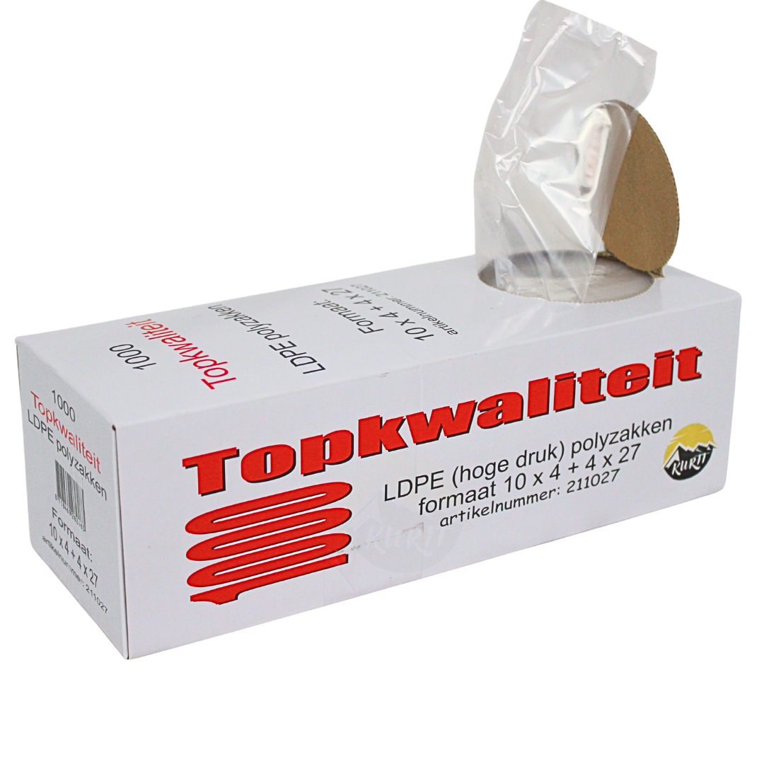 LDPE Polyzakjes 10+4x4x27 - 1000 stuks