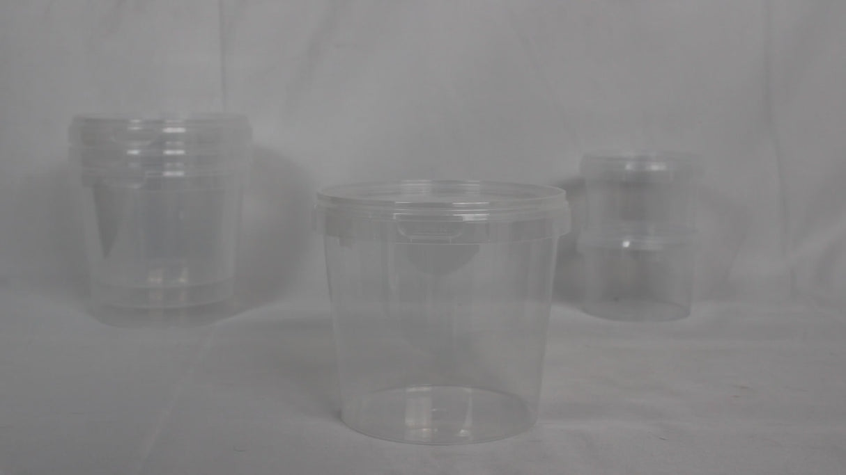 Récipient rond transparent en PP 1180 ml avec couvercle inviolable - Ø 133 mm - 170 pièces