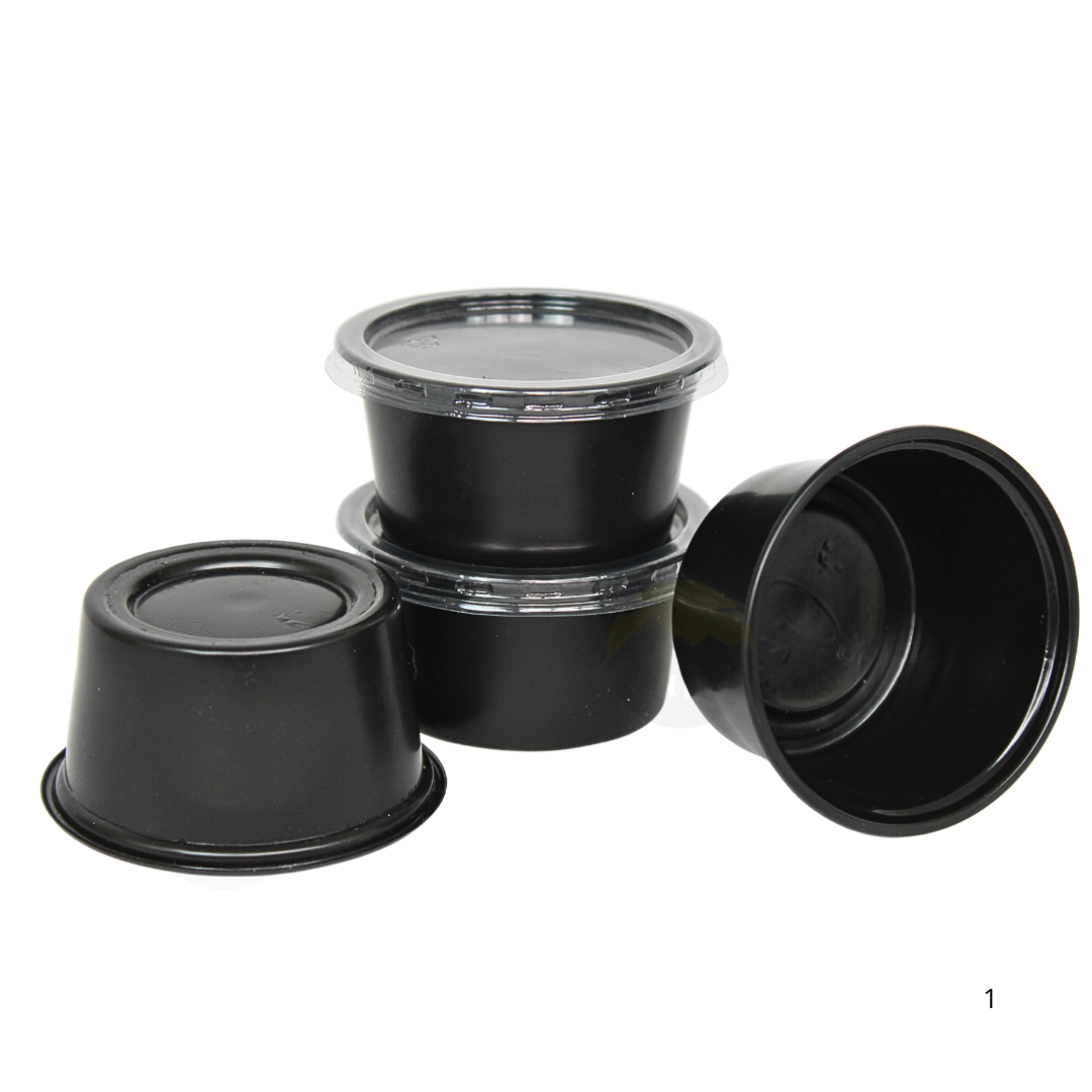 1000X Sauscups met deksel (PP) - Zwart - Stevig sausbakjes
