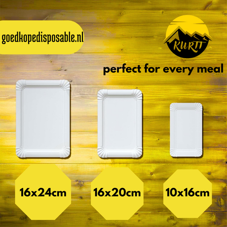 Paper plate/bowl 16x24cm white - 125 pieces