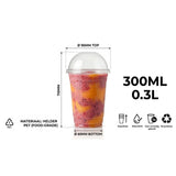 100x Smoothiebekers met Deksel 300ml Transparant Plastic