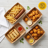 Kraft Snackbakjes A22 Vetvrij met Tussenschot – 176x65x35mm Kraftpapier Frietbakje | 50/100/500 stuks