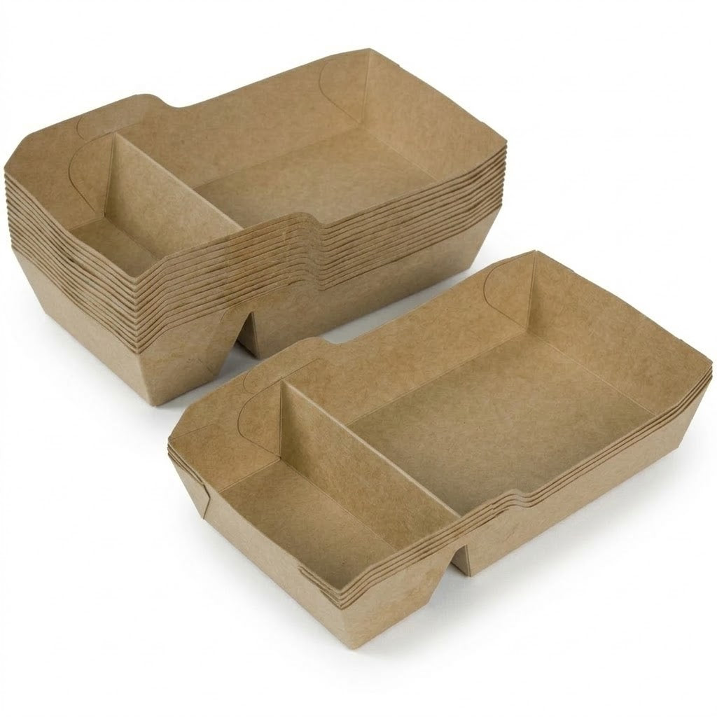Kraft Snackbakjes A23 Vetvrij – 142x65x35mm Kraftpapier Frietbakje Wegwerp | 50/100/500 stuks