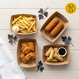 Kraft Snackbakjes A50 Vetvrij – 167x110x55mm Diep Kraftpapier Frietbakje Wegwerp | 50/100/500 stuks