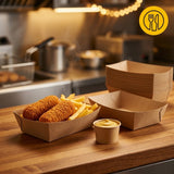 Snackbakjes A9 - vetvrij, Frietbakjes, Kraftpapier