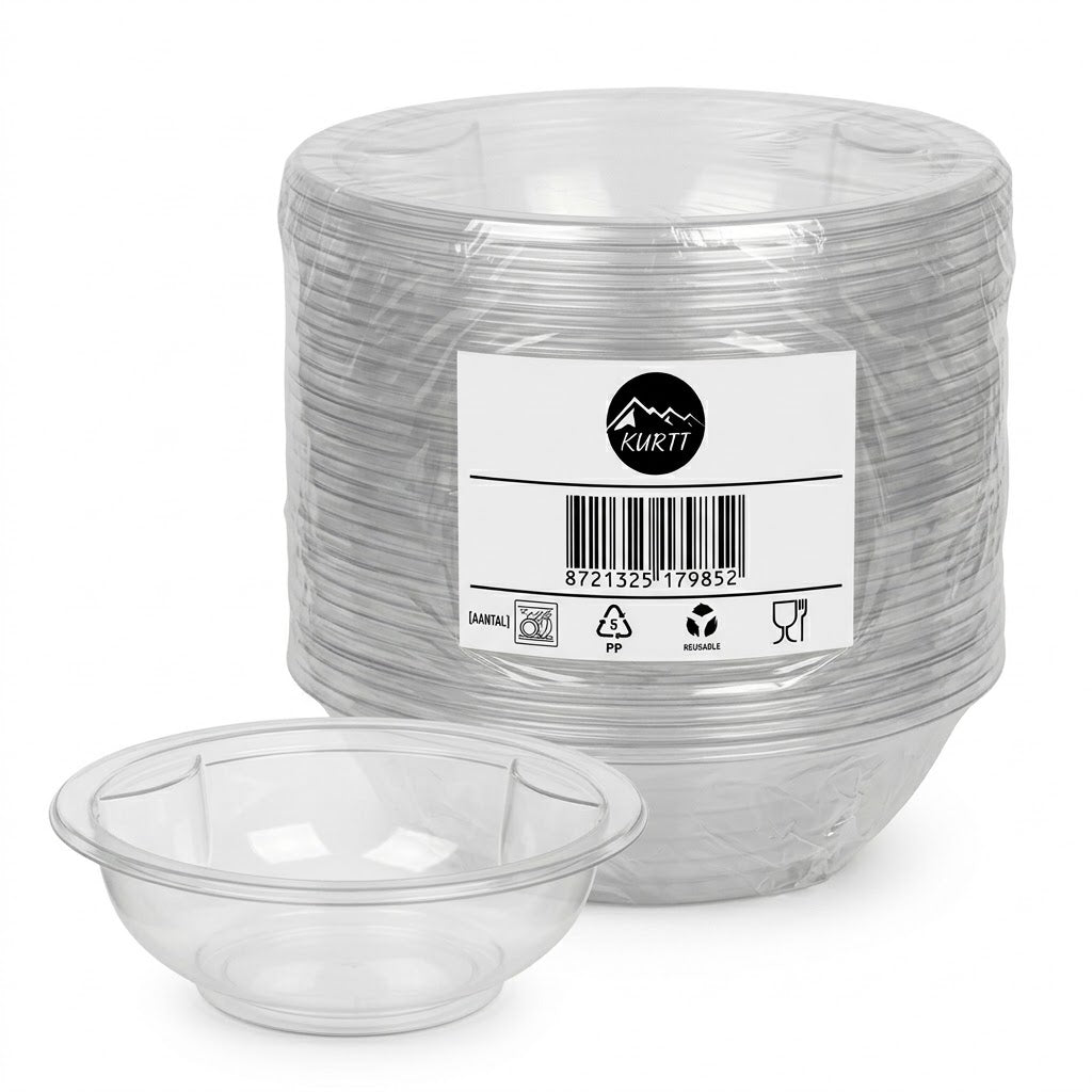 Ronde PP Soepkom / Bowl Transparant Ø 149 mm – 350 of 500 ml – per 50, 100 of 450 stuks
