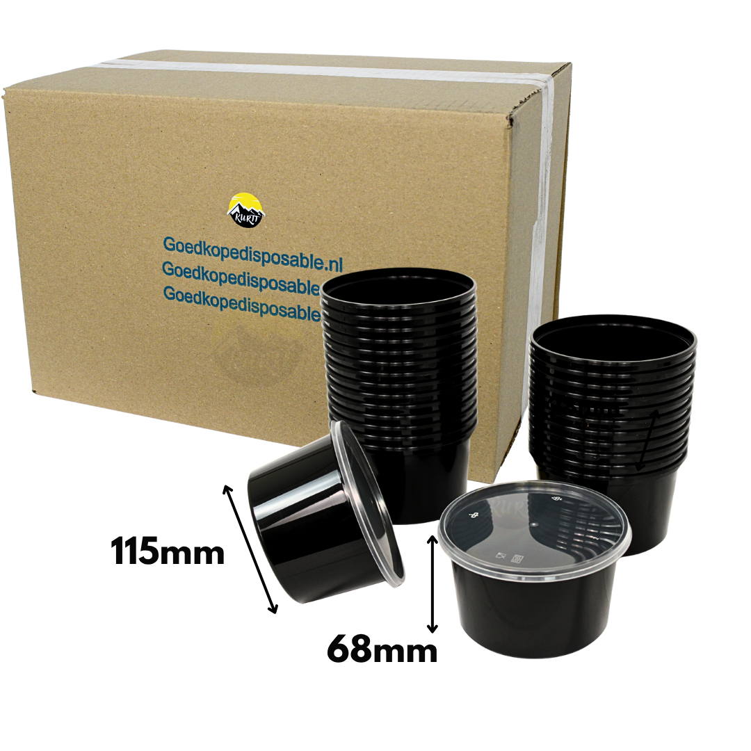 Mikrowelleschale schwarz rund 500cc - 100 Stück