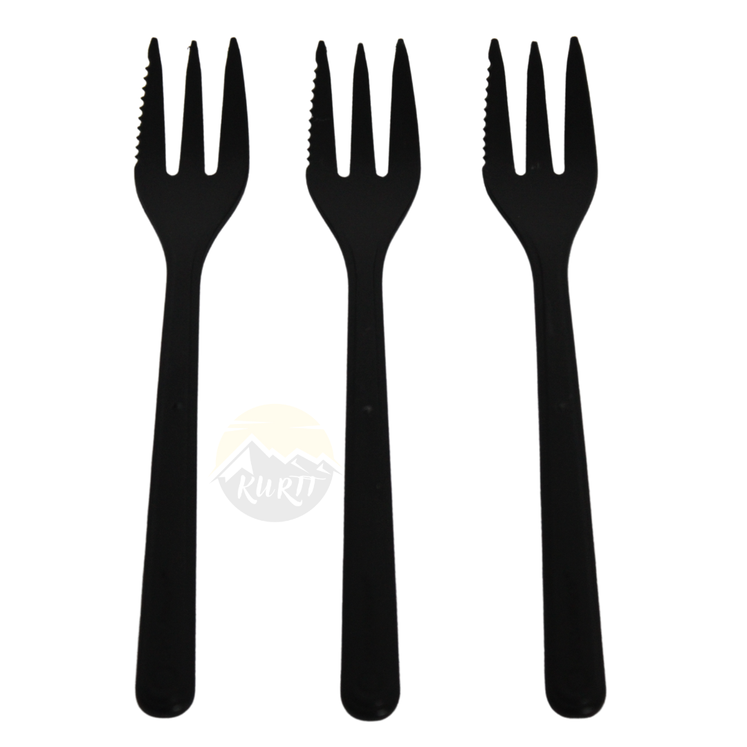 Snack/French fry fork black 130mm - 100 pieces